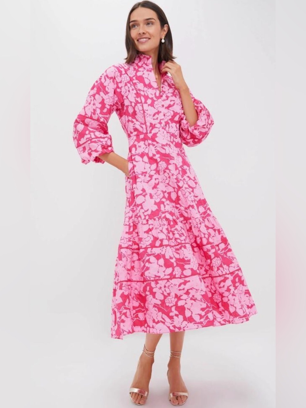 Hyacinth House Floral Hillsborough Pink Midi Dress Size XXL